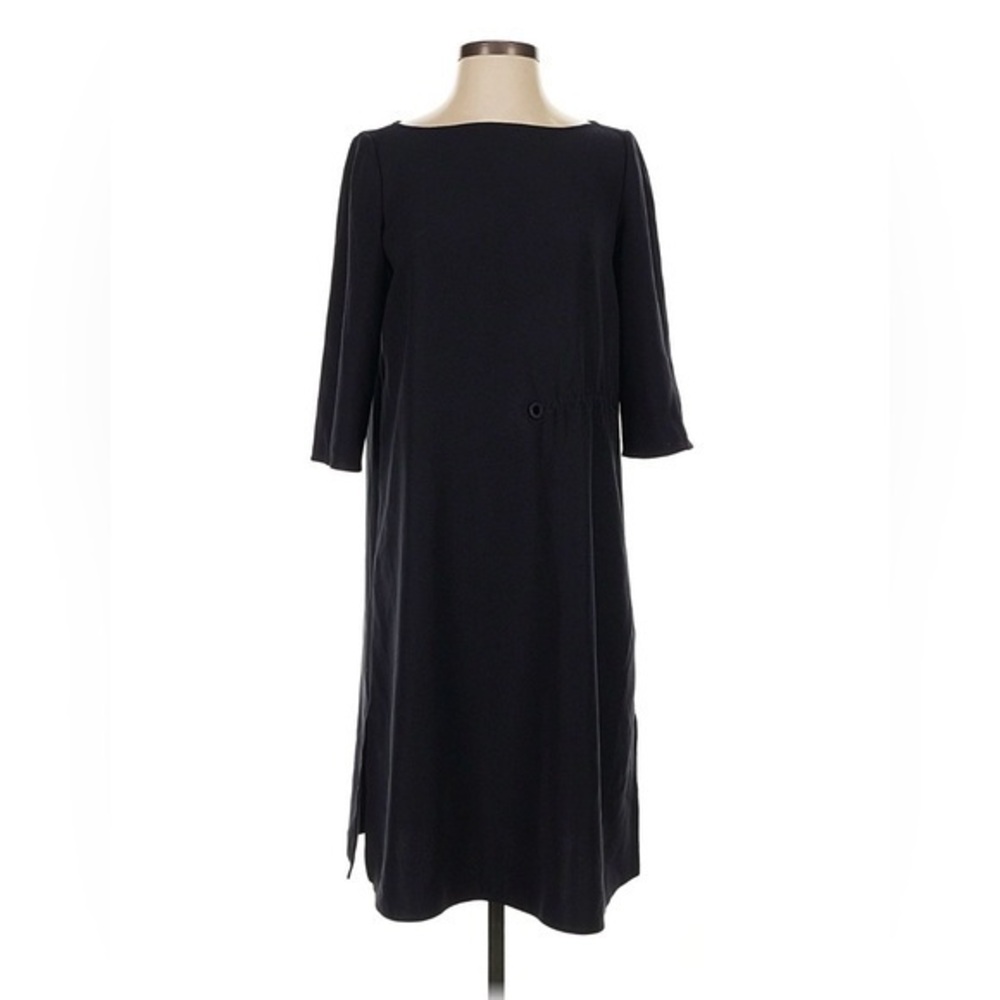 Emporio Armani Midi Shift Dress Boat Neck Black EU 40 US 8 Minimalist Office